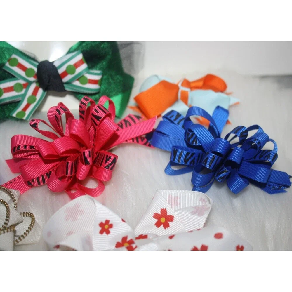 Lot of 8 Girls Hair Accessories Bows Colorful School Some Homemade NIP